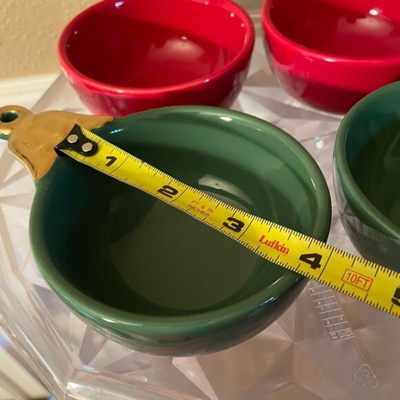 Department 56 Green and Red Christmas Ornament Stoneware Snack Bowls - Picture 12 of 16